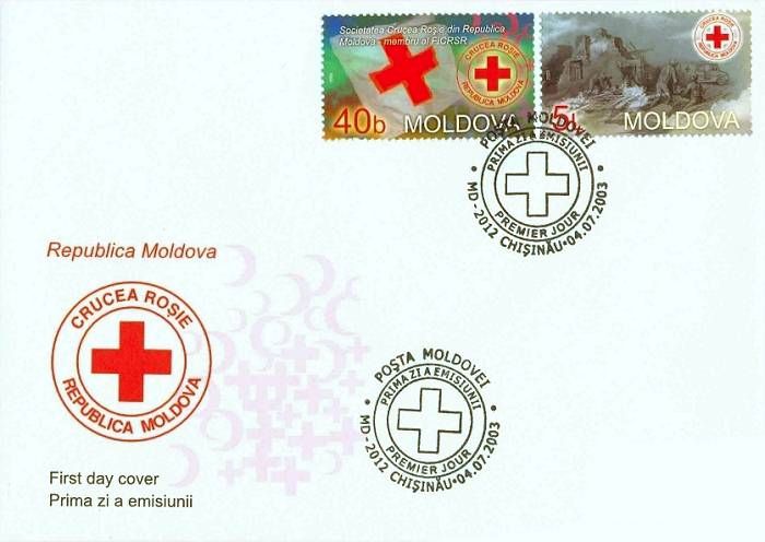 Cachet: Emblem of the Red Cross Society of Moldova