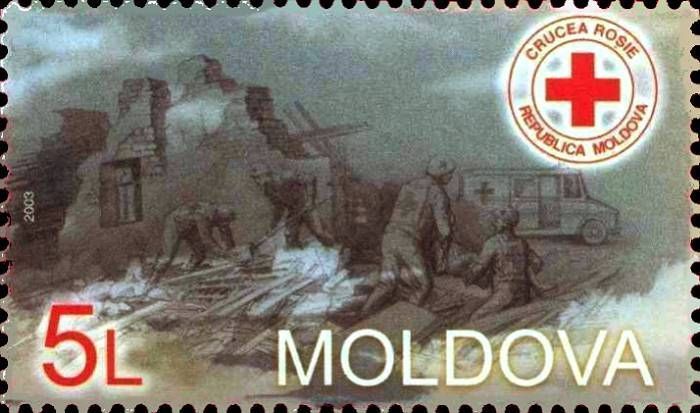 The Scene of an Emergency and the Emblem of the Red Cross Society of Moldova