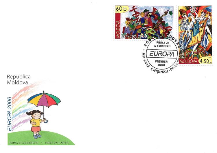 Cachet: Child with a «Rainbow» Umbrella