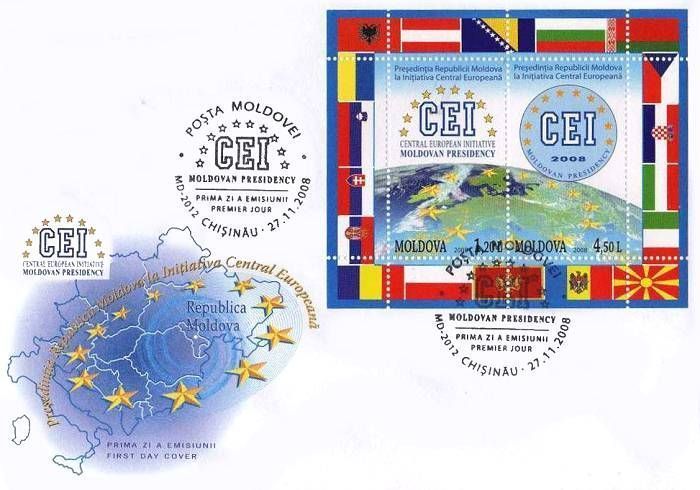 Cachet: Map of Eastern Europe, Stars and the Emblem of the CEI