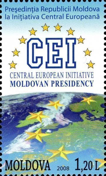 Map of Western Europe, Stars and the Emblem of the CEI