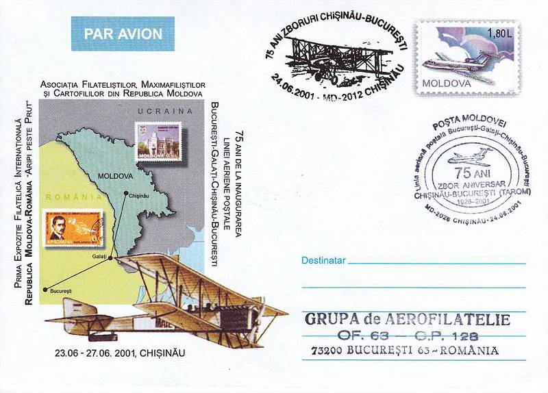№ CS2001/12 - Flights Between Chișinău and Bucharest - 75th Anniversary