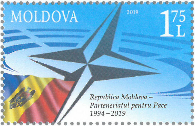 Fixed Stamp: Emblem of NATO and the Flag of Moldova