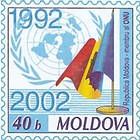 Flag of Moldova and the Emblem of the UNO