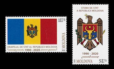 № - 1149-1150 - Coat of Arms and the State Flag of the Republic of Moldova - 30th Anniversary