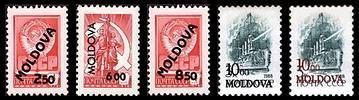 USSR Stamps Overprinted «MOLDOVA» and Surcharged 