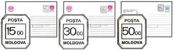 № - U61-U63 - Numerical 15, 30, 50 Ruble (1500, 3000, 5000 Kopecks) Inflation Tariff Stamps on Various Envelopes