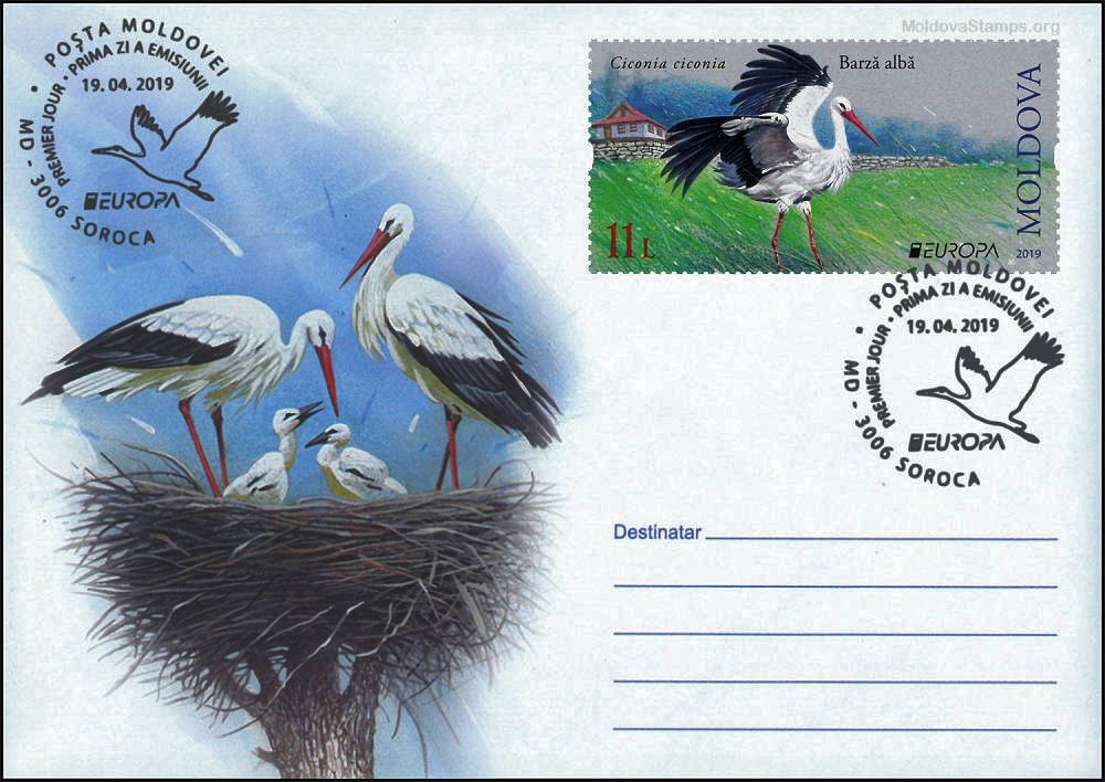 Cachet: Pair of White Storks, Nesting