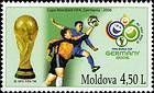№ 554 (4.50 Lei) The World Cup Trophy. The Official Emblem of the Championships. Soccer Players