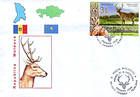 Flags of Moldova and Kazakhstan. Deer
