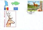Flags of Moldova and Kazakhstan. Deer