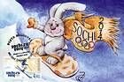 Rabbit on a Snowboard