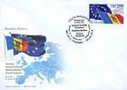 № 876 FDC1 - Flags of the European Union and the Republic of Moldova. Map of Europe